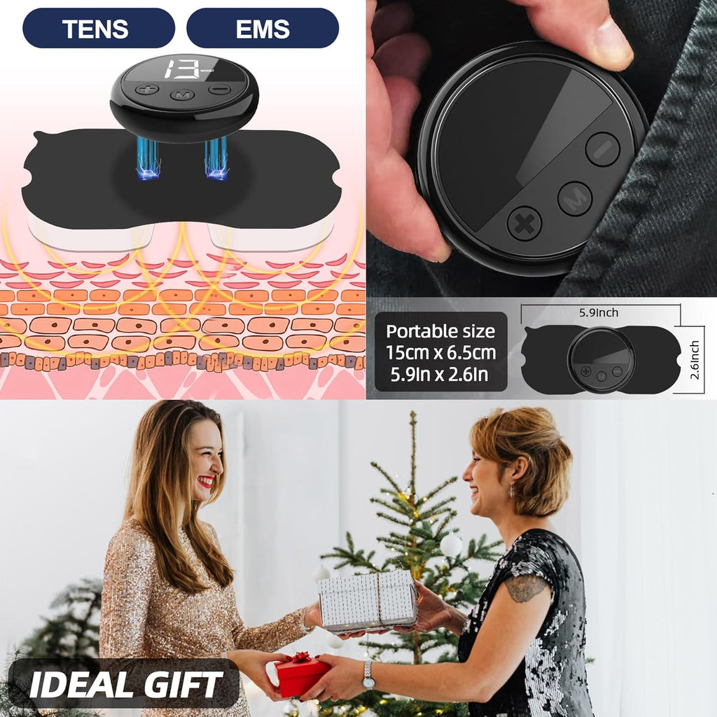 Intelligent Wireless TENS Unit Muscle Stimulator TENS & EMS Device, Electronic Pulse Rechargeable Deep Tissue Mini Body Massager Machine for Back Shoulder Leg Neck Pain Relief