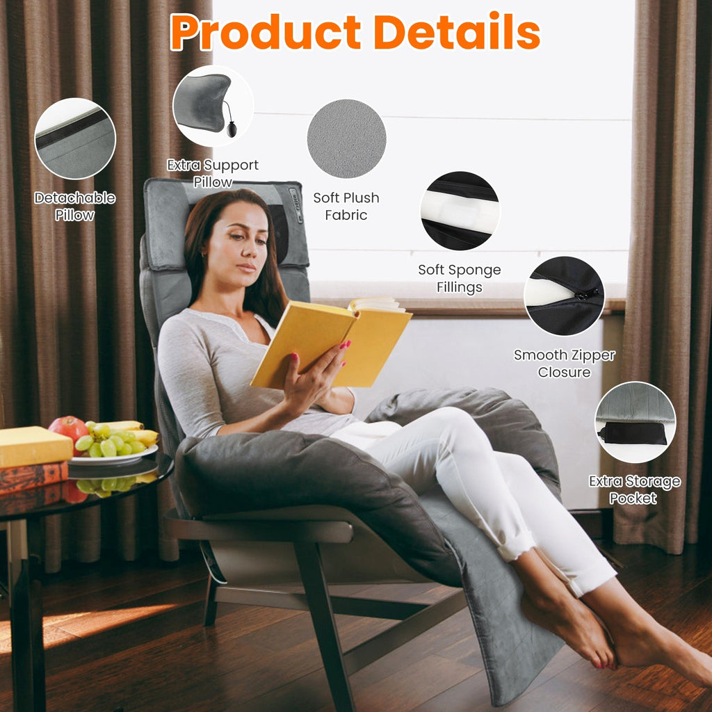 Full Body Electric Massage Mat W/Heat Vibration Massage Pad Cushion Back Massage