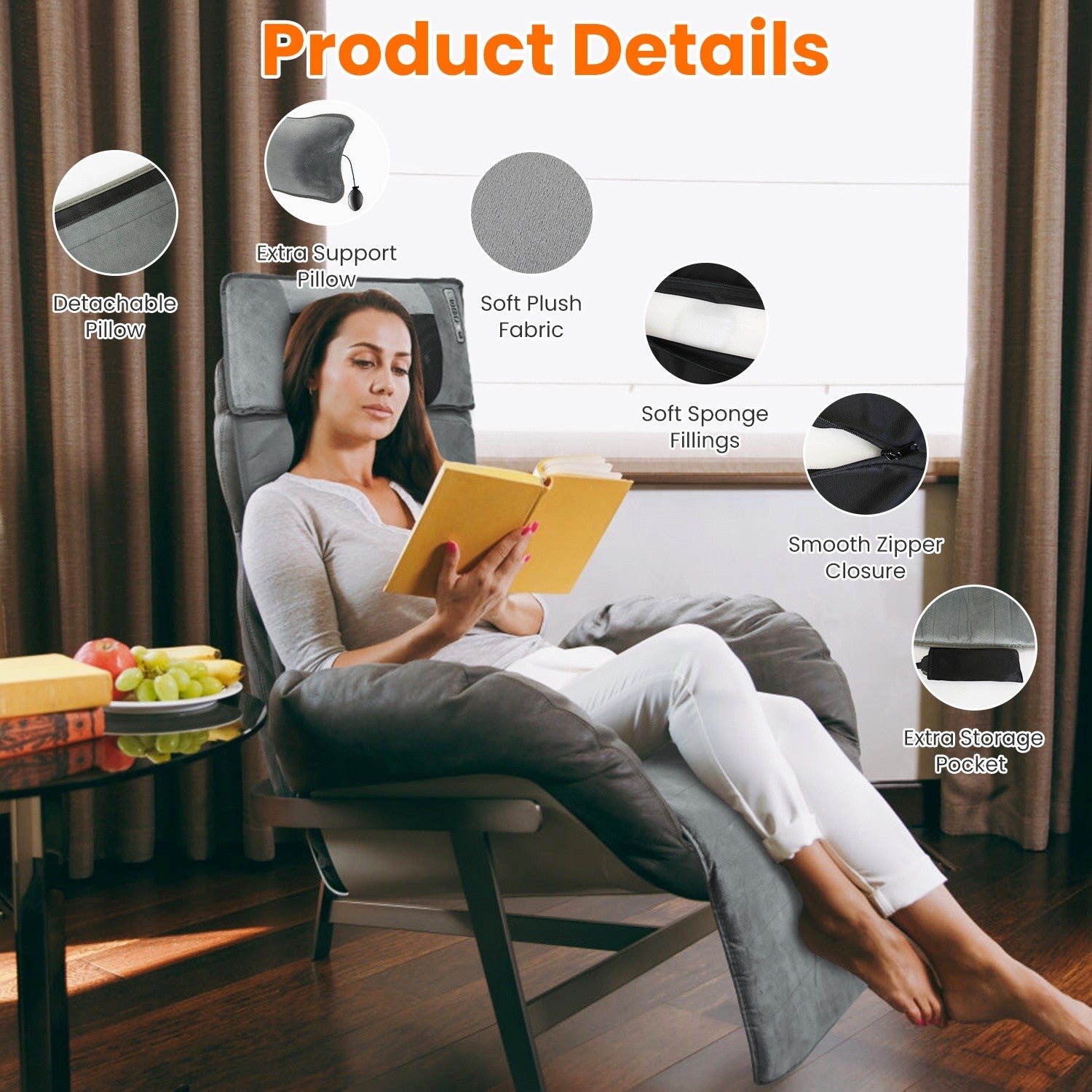 Full Body Electric Massage Mat W/Heat Vibration Massage Pad Cushion Back Massage