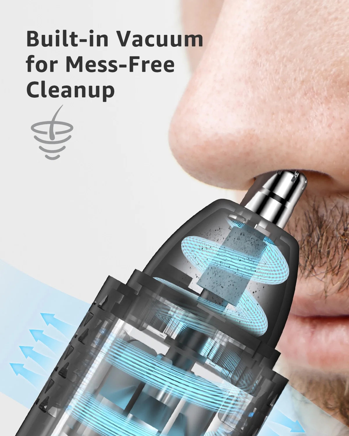 Nose & Ear Hair Trimmer for Men, 10,000 RPM Electric Trimmer with Vacuum Suction, IPX7 Waterproof, USB-C Fast Charging, Magnetic Blade, Painless & Easy Cleaning