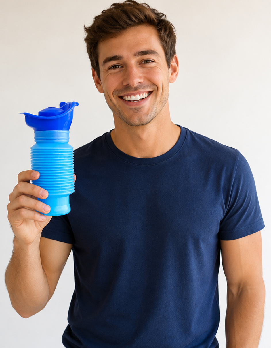 Collapsible Emergency Urinal Bottle Set 750ml for Men, Women & Kids – Portable Pee Bottle with Funnel Adapter for Travel, Traffic Jams, Camping & Hiking